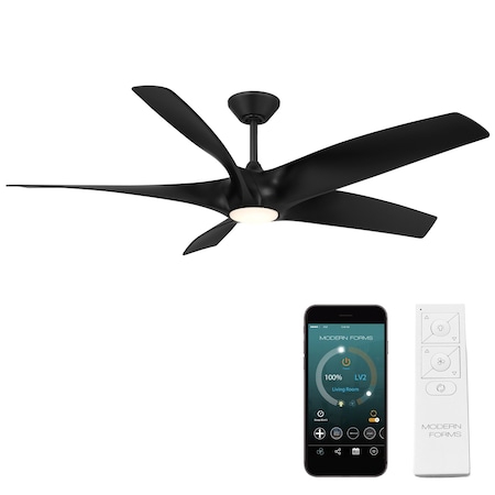 Modern Forms Fans Zephyr Indoor or Outdoor Smart Ceiling Fan 2700-3000-4000-5000K LED in Matte Black FR-W2401-62L-MB